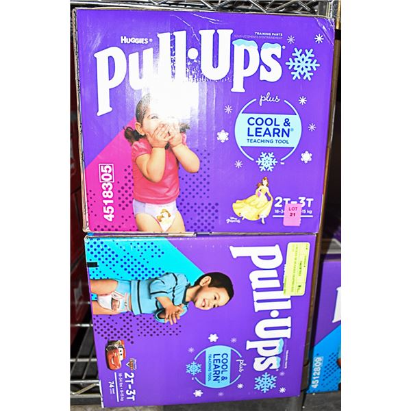 2 BOXES OF HUGGIES DIAPERS SIZE 2T-3T