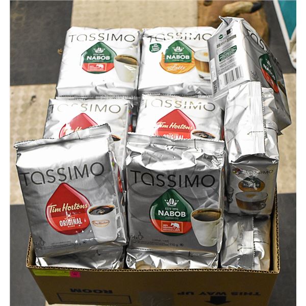 BOX LOT OF TASSIMO COFFEE PODS