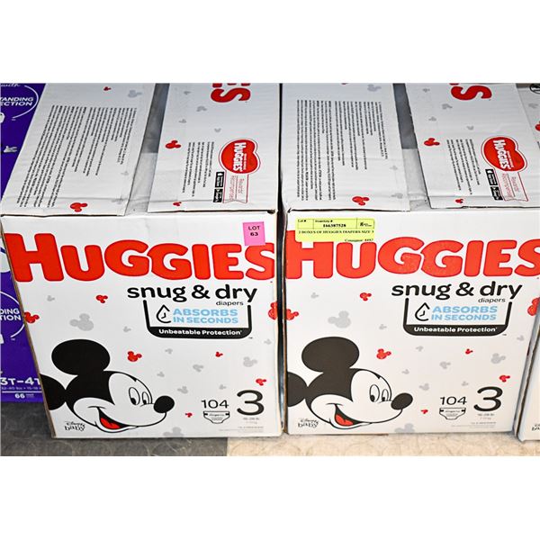 2 BOXES OF HUGGIES DIAPERS SIZE 3
