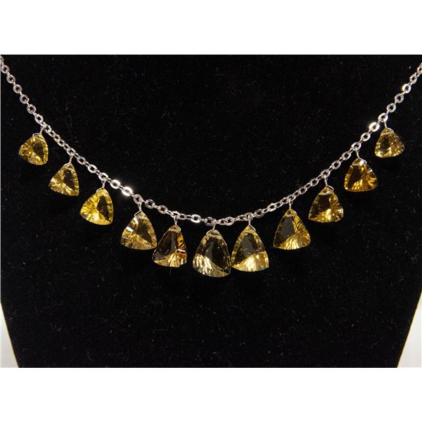 10 KARAT WHITE GOLD CITRINE QUARTZ NECKLACE