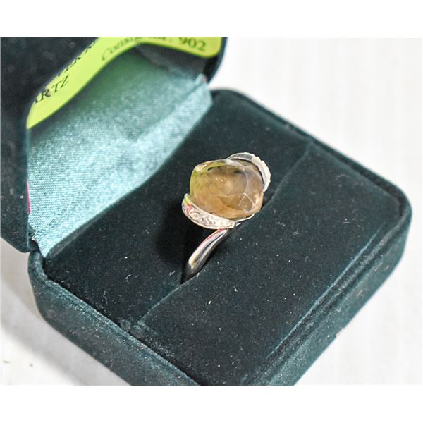 LADIES .925 SILVER RING WITH SMOKEY QUARTZ