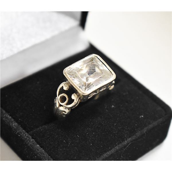 .925 STAMPED LADIES RING WITH LARGE RECTANGLE