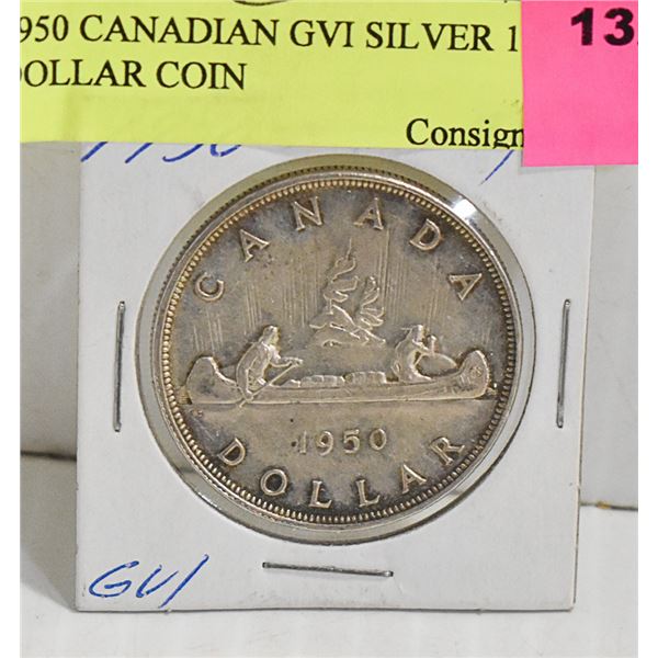1950 CANADA SILVER DOLLAR COIN