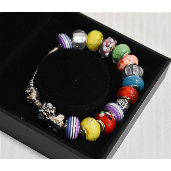 .925 SILVER PANDORA BRACELET WITH 15 - .925