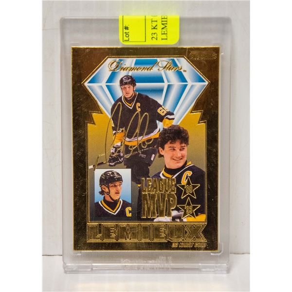 23 KT GOLD PLATED MARIO LEMIEUX CARD NUMBERED