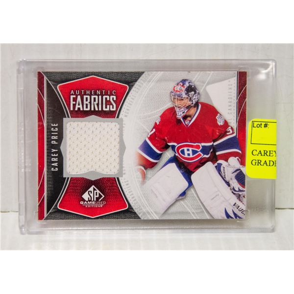 CAREY PRICE JERSEY CARD 2010