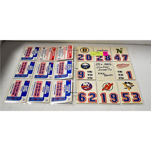 59 X 1980'S STICKER INSERT CARDS KEY TEAMS