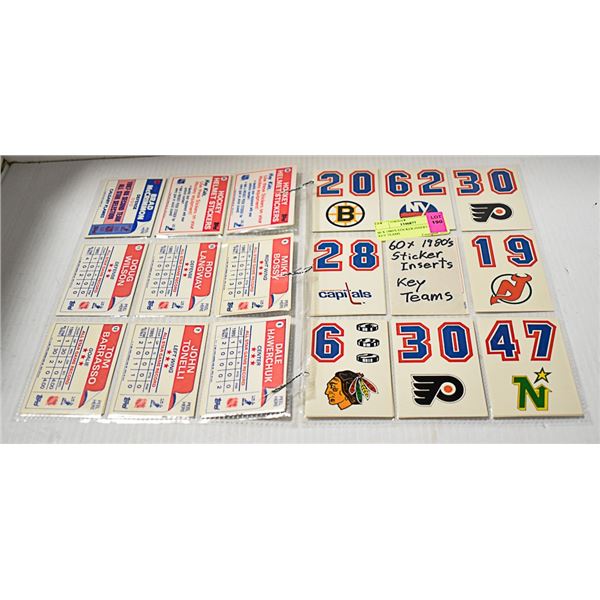 60 X 1980'S STICKER INSERT CARDS KEY TEAMS