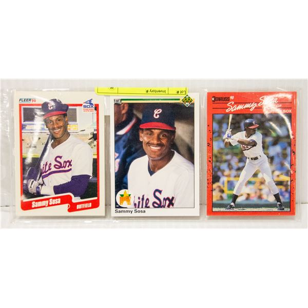3 X SAMMY SOSA ROOKIE CARDS