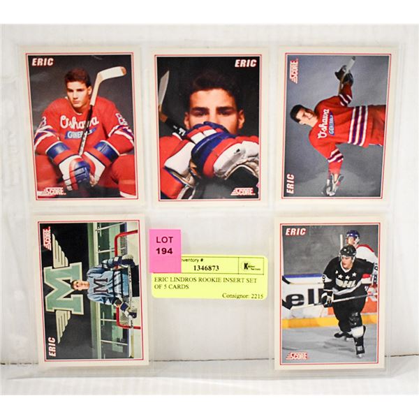 ERIC LINDROS ROOKIE INSERT SET OF 5 CARDS