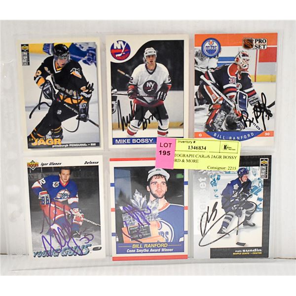 6 X AUTOGRAPH CARDS JAGR BOSSY RANFORD & MORE