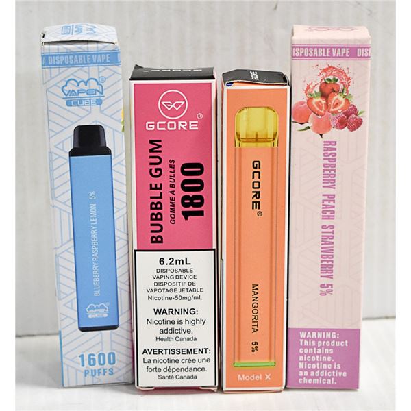 LOT OF 4 ASSORTED FLAVOR VAPES 5%