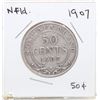 Image 1 : NEWFOUNDLAND 1907 FIFTY CENT SILVER COIN.