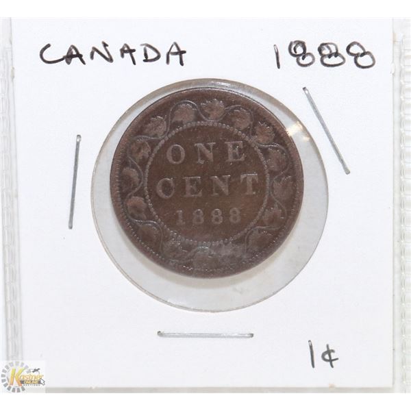 CANADIAN 1888 ONE CENT COIN .