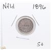 Image 1 : NEWFOUNDLAND 1896 FIVE CENT SILVER COIN.