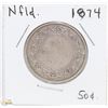 Image 1 : NEWFOUNDLAND 1874 FIFTY CENT SILVER COIN.
