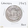 Image 1 : CANADIAN 1947 FIFTY CENT SILVER COIN.