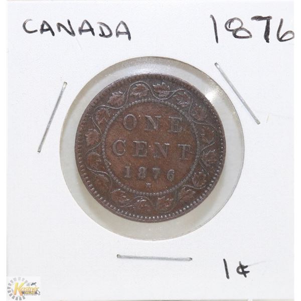 CANADIAN 1876 ONE CENT COIN .