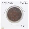 Image 1 : CANADIAN 1876 ONE CENT COIN .