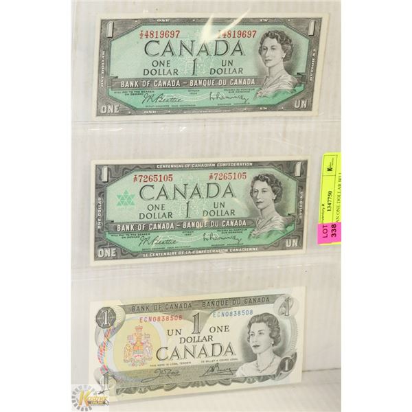 CANADIAN ONE DOLLAR BILL VARIETY SET.