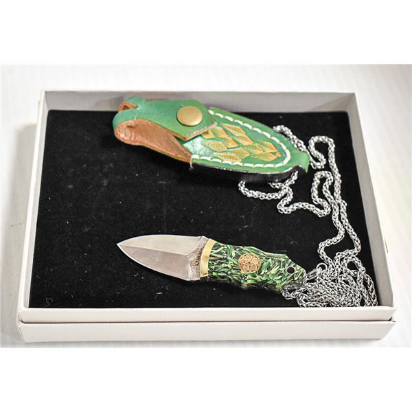 SHIELD DAMASCUS STEEL STYLE DUAL EDGED KNIFE WITH