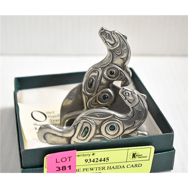 HANDMADE PEWTER HAIDA CARD HOLDER BY ARTIST