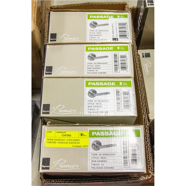 DOOR HANDLES - 4 POLISHED CHROME  PASSAGE HANDLES