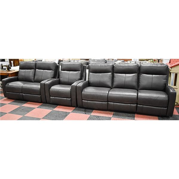 DARK BROWN ELECTRIC RECLINING SOFA, LOVESEAT &