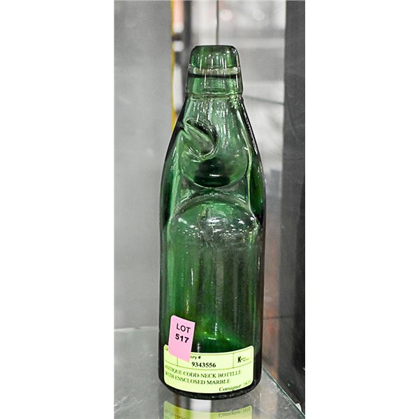 ANTIQUE CODD-NECK BOTTLLE WITH ENSCLOSED MARBLE