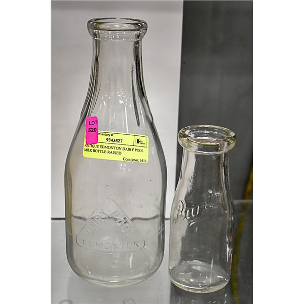 ANTIQUE EDMONTON DAIRY POOL MILK BOTTLE RAISED