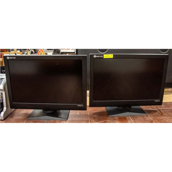 2 COMPUTER MONITORS 24" WIDE LCD MONITORS SOYO