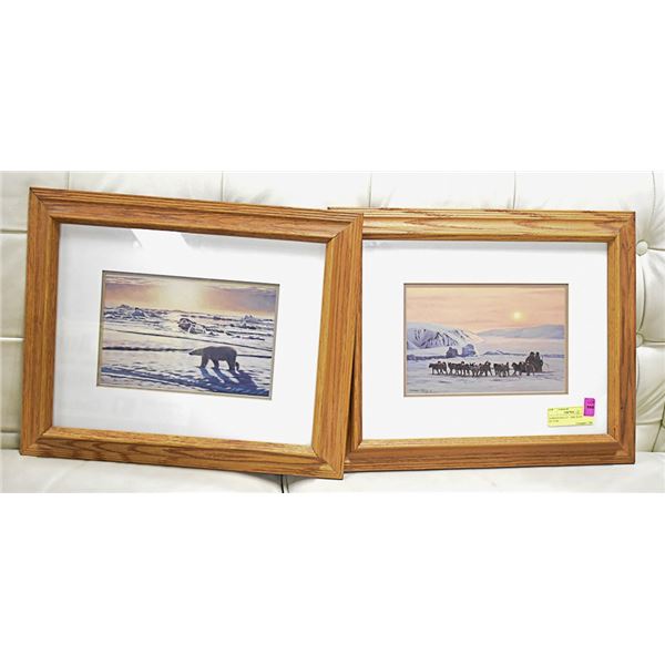 2 NORMAN KELLY - DOG SLED PICTURE + POLAR BEAR
