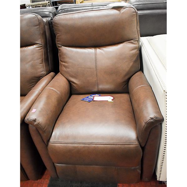 NEW BROWN LEATHER ELECTRIC RECLINING CHAIR