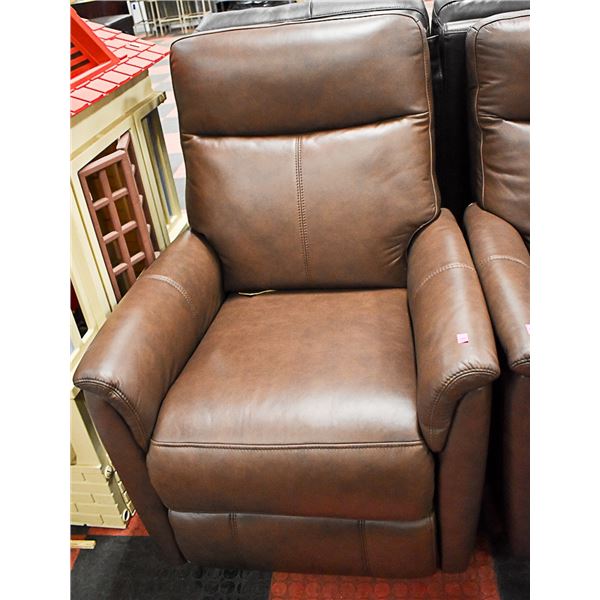 NEW BROWN LEATHER ELECTRIC RECLINING CHAIR