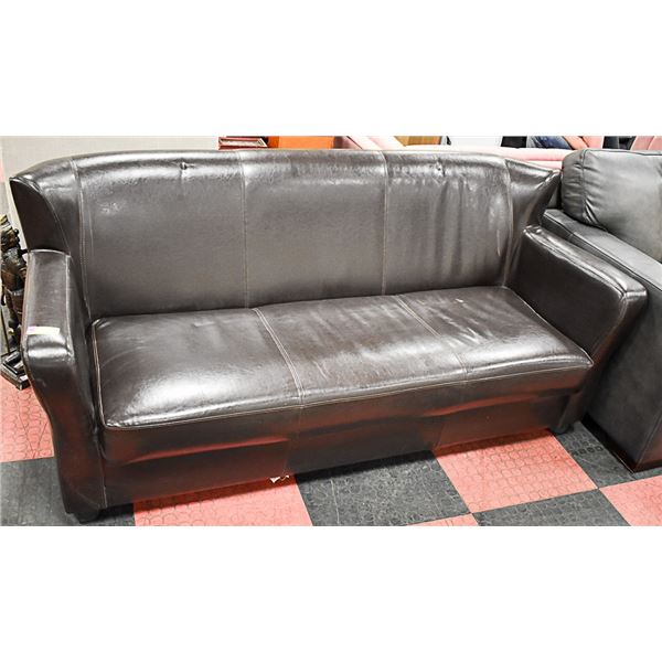 DARK BROWN LEATHERETTE SOFA  72"