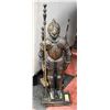 Image 1 : UNIQUE NIGHT IN ARMOR CAST METAL FIREPLACE SET