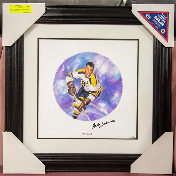 MILT SCHMIDT PICTURE FRAMED 418/500 WITH COA