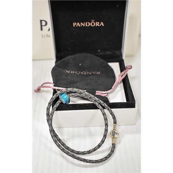 PANDORA DOUBLE WRAP LEATHER BRACELET IN BOX