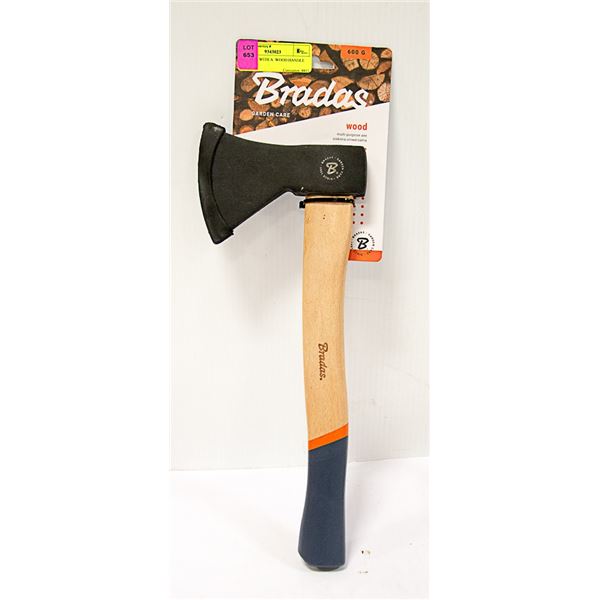 HATCHET WITH A  WOOD HANDLE
