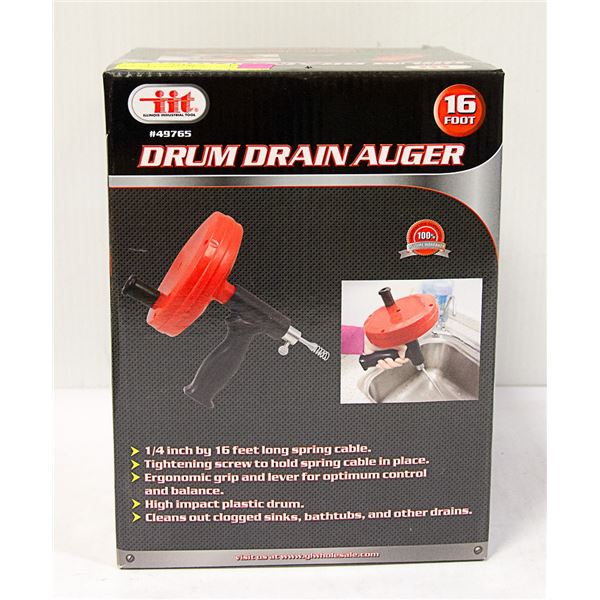 NEW 16FT DRUM DRAIN AUGER