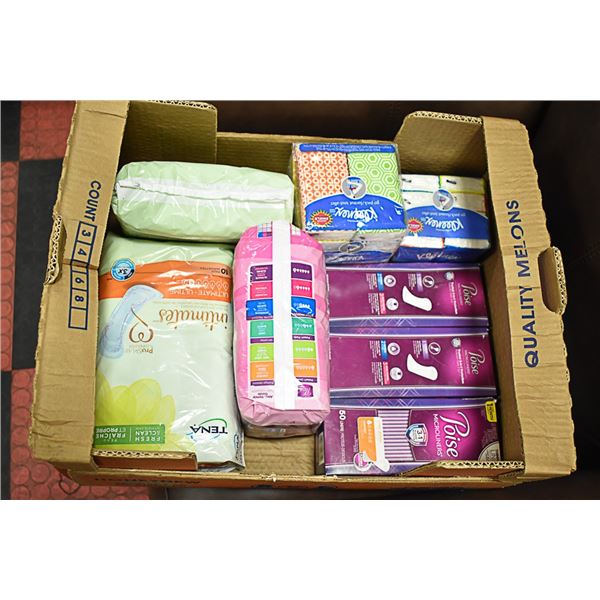 FLAT WITH ADULT ABSORBANT PADS AND KLEANEX PACKS