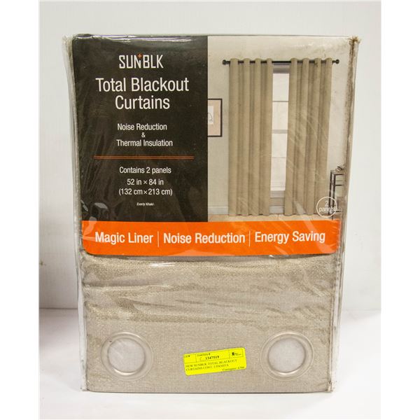 NEW SUNBLK TOTAL BLACKOUT CURTAINS CONT. 2 PANELS