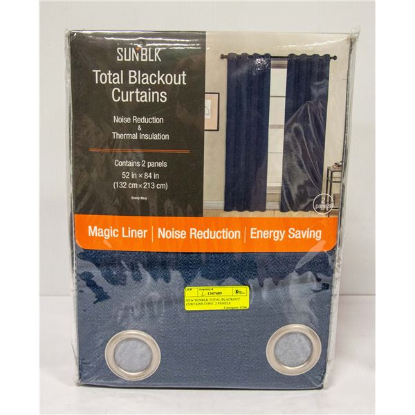 NEW SUNBLK TOTAL BLACKOUT CURTAINS CONT. 2 PANELS