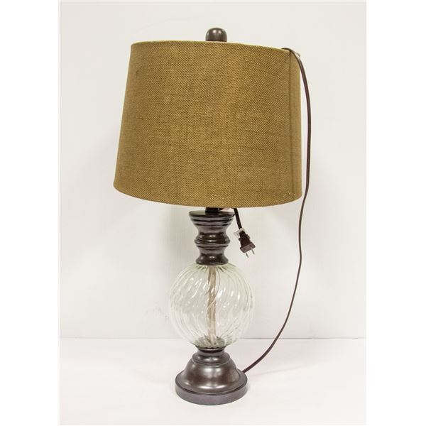 BROWN TWEED TABLE LAMP 26"TALL