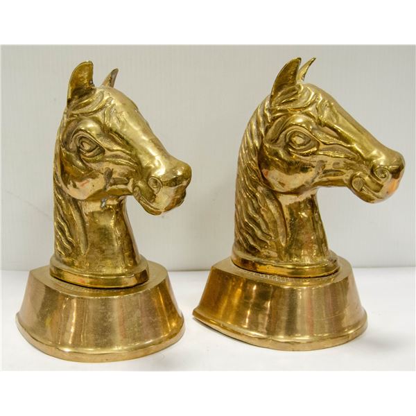 PAIR OF BRASS HORSE HEADS, 11" TALL