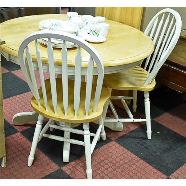 ROUND OAK PEDESTAL TABLE WITH MATCHING HUTCH