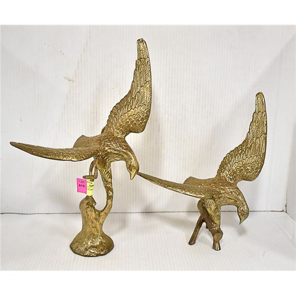 PAIR OF SOLID BRASS EAGLES