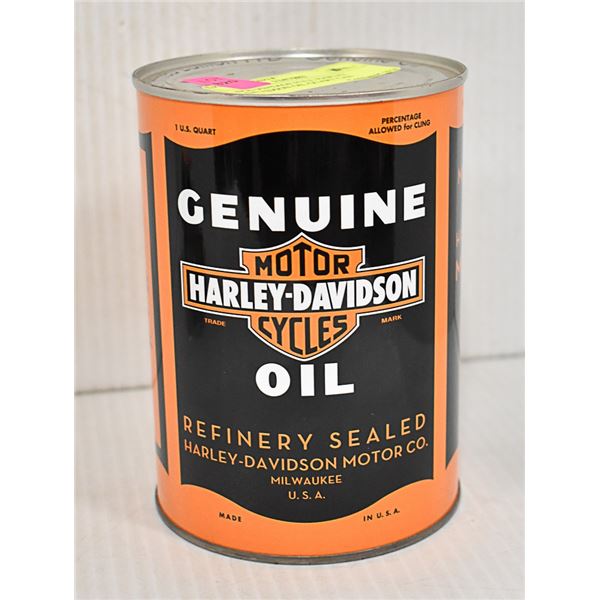 NOS VINTAGE FULL HARLEY DAVIDSON OIL QUART CAN