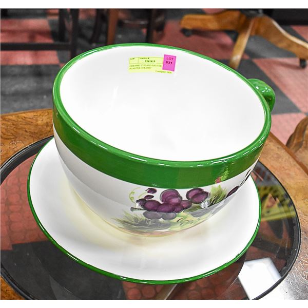 CERAMIC CUP AND SAUCER PLANTER CERAMIC
