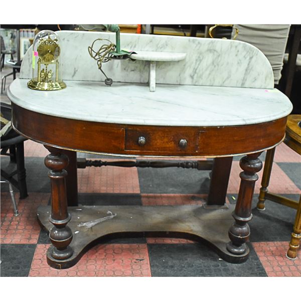 NATURAL STONE TOP ANTIQUE SIDE BOARD